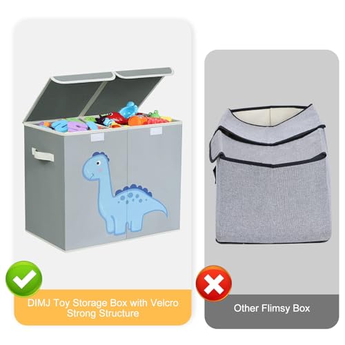 Miniatura 6 de Dimj Juego De 2 Cajas De Almacenaje Juguetes Plegable, Caja Para Guardar De Juguetes Con Tapa Y Asa, Caja De Tela Lindo Dinosaurio Patrón Para Niños Gris Claro
