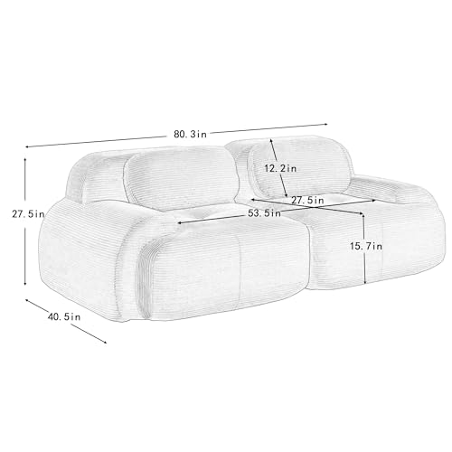 Image of Corduroy Modular Sectional Sofa, Oversized Cloud Couches for Living Room