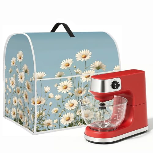 Image of Kitchen Dust Cover Compatible with 4.5 5 6 8 quart Stand Mixer, Kitchen Appliance Protective Covers with Top Handle and Pocket (Coneflower, For All 6-8 qt Mixer)