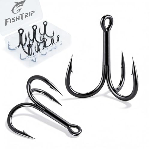 FishTrip 25/10/90/200Pcs Treble Hooks Replacement Hook for Fishing Lures