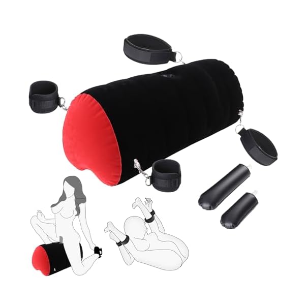 Sex-Positionskissen, Dildohalterung mit verstellbaren Hand- und Oberschenkelfesseln, Sex-Bondage-Set, Sexmöbel fürs Schlafzimmer – Sex-Body-Positioner für Paare (red-black)