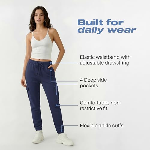 Common Stitch 3 Pack Fleece Cargo Joggers for Women, 4 Pockets by Common Stitch - Used condition - Image 3
