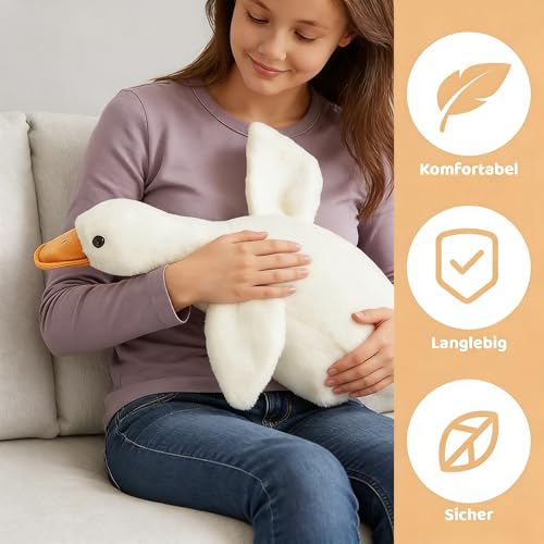 PDirat Ente & Gans Plüschfigur, 50 cm Weiche Baumwoll Plüschdekoration, Multifunktionales Schlaf- & Sofakissen, Erwachsene, Ideal für Wohnzimmer Büro Dekoration