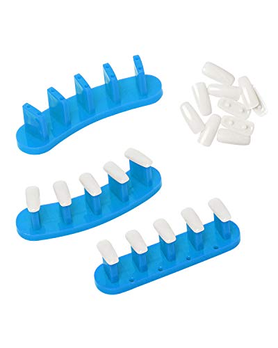 TAKIYA 3pcs Acrylic Nail Art Tip Display Stand Holder Set Practice Tool Polish DIY Training False Plastic Tips (2+1+10, Blue)