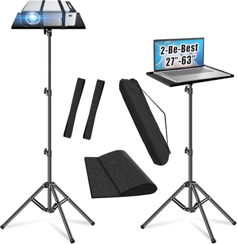 Image of 2-Be-Best Projector Tripod Stand Higher 27-63" Adjustable Projector Stand Foldable DJ Table Stand Projectors Floor Mount Stand Portable Laptop Tripod Stand for DJ Equipment Theater Office Home