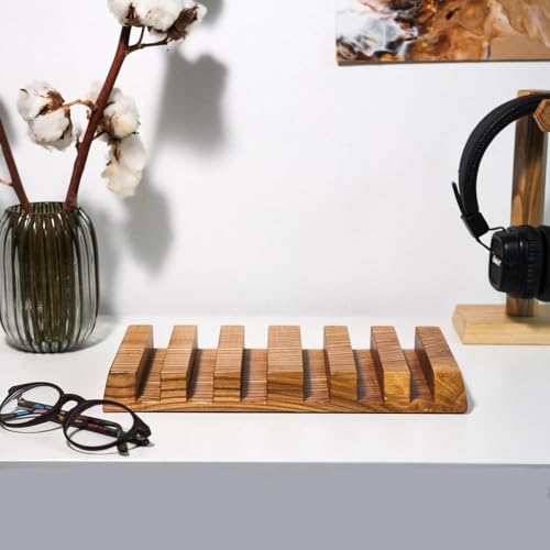 Image of Wooden Multi-Slot Laptop Stand & Desk Organizer | Holds Multiple Laptops, Tablets & Files | Handcrafted Solid Wood Stand for Office & Home