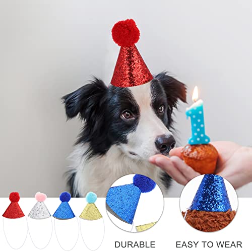 Mipcase 4pcs Pet Birthday Hat Glitter Dog Birthday Hat Headband Reusable Pet Bithdya Party Headwear