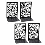 Seven-Flower Metal Book Ends, Black Decorative Non-Skid No-Rusting Bookends for Shelves, Unique Design Book Organiser for Home, Office, Library, School (4,B)