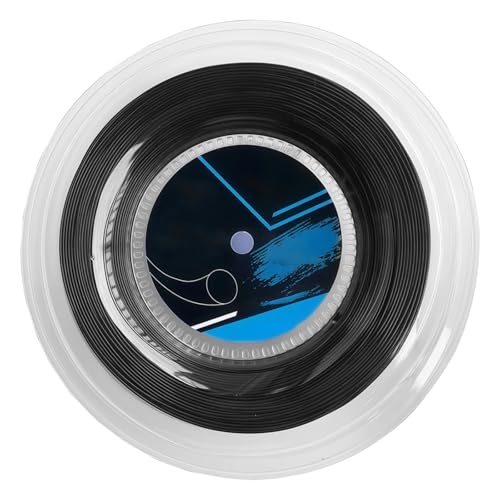Vestamore Cuerda de tenis de calibre 17 de 656.1 pies/200 m de poliéster, revestimiento de silicona entrelazada, giro alto, negro, control de precisión, juego profesional y entrenamiento de tenis