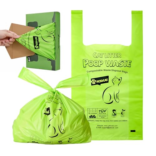 Image of Cat Litter Bags for Poop, Certified Compostable Cat Waste Disposal Bag, Leakproof Durable and Unscented Large to Fit Any Scoop Strengthen Dog Poop Bag- 100 Count