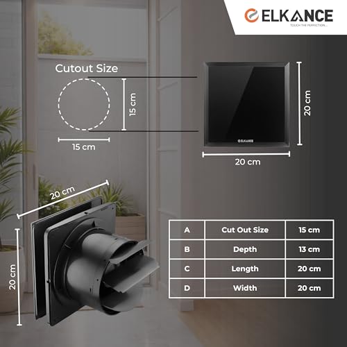 Image of Dazzle 150mm (6 Inches) Axial Exhaust Fan | BLDC Motor | 7W, 2400 RPM | Premium Lacquered Glass Panel - Stylish Ventilation for Office, Kitchen & Bathroom | (Black)