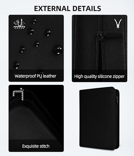 Image of Premium 9 Pocket Card Binder, Holds 360 Cards for MTG TCG Sports Game Cards(Black,9 Pocket)