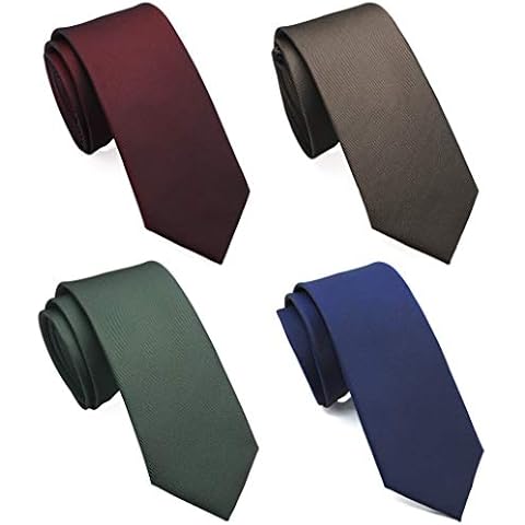 ZENXUS - Corbatas delgadas para hombre, 4 unidades, clásicas, 53,34 cm, delgadas, para bodas, fiestas, oficina, regalo - Azul marino - Flaco Cover