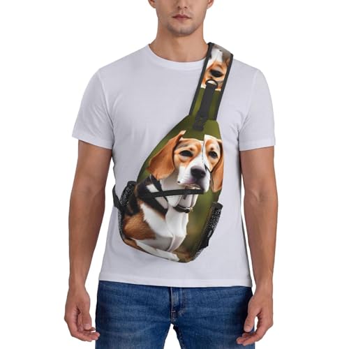 Mochila cruzada con estampado Beagle para deporte y senderismo miniatura 7
