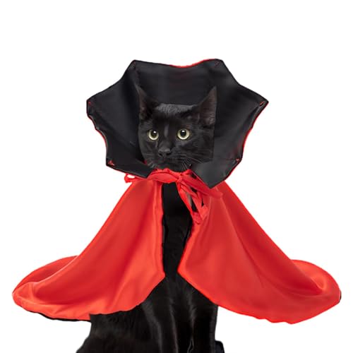 Samuliy Capa de vampiro de gato, disfraz de diablo para perro, capa de Halloween para perro, ropa de manto para perros pequeños, medianos y grandes, mascarada
