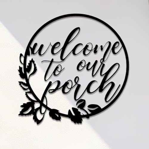 Hotop Welcome to Our Porch Metal Sign Black 11.8 Inch Wall Hanging...