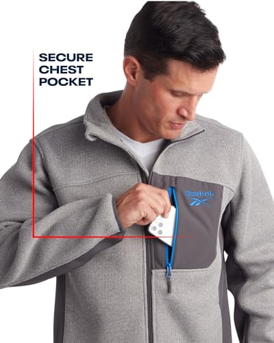 Image of Reebok Men's Sweater Jacket - Fleece Lined Weather Resistant Insulated Outerwear - Cozy Sweater Jackets for Men (Sizes:M-XXL)