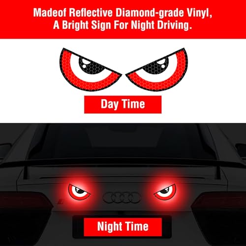 Image of Car High Intensity Reflective Eyes Stickers Side Marker Bumper Fender Safety Warning Sticker Universal Strong Reflective Warning Scratches Protector Sticker for Car Night Visibility 2 Psc (Red)