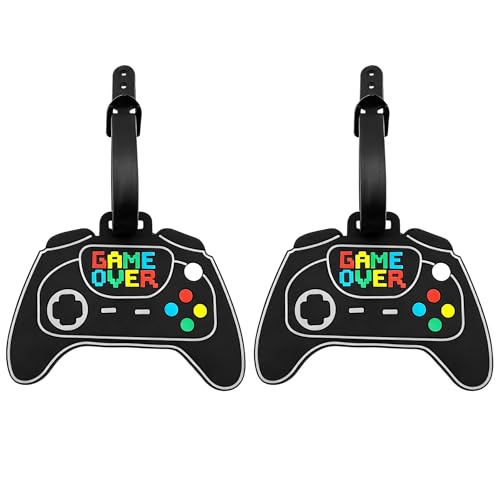 KINCHYGO, 2 Pack Funny Silicone Luggage Tags for Suitcases Video Game Controller Charm Travel Tags ID Label