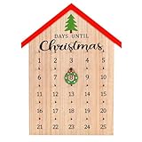 Christmas Countdown Calendar, Wooden Tabletop Wreath Home Office Kitchen Rustic Holiday Wall Hanging Days Until Christmas Decoration Gift