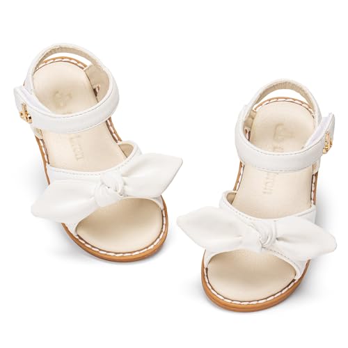 Image of THEE BRON Toddler Girls Sandals Wedding Flower Girl Dress Shoes Open Toe Flats
