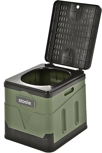 スツーレ® 簡易トイレ 防災からアウトドアまで ポータブルトイレ 携帯トイレ 耐荷重100㎏ 排便袋付き Mサイズ (a.ブラック&グリーン/Mサイズ/排便袋付き)