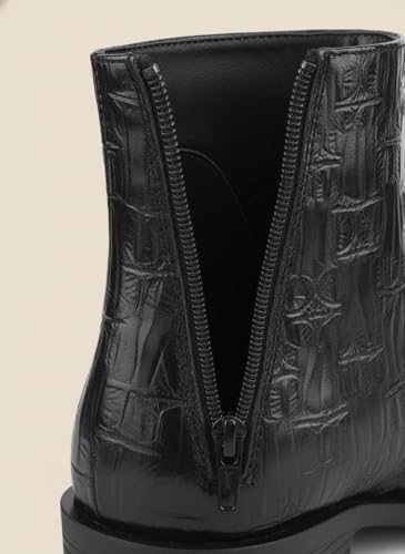 Image of Big Fox Men's Croc-Texture Cuban Boots | Premium Ankle-Length Fashion Boots | Stylish, Durable & Comfortable