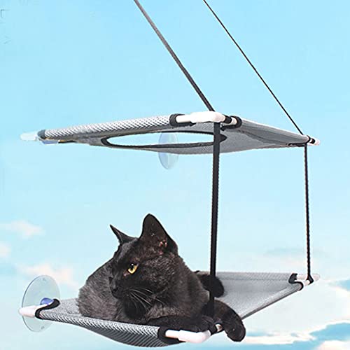 Hamaca para ventana de gato que ahorra espacio litera doble gris para ventanas pequeñas 6