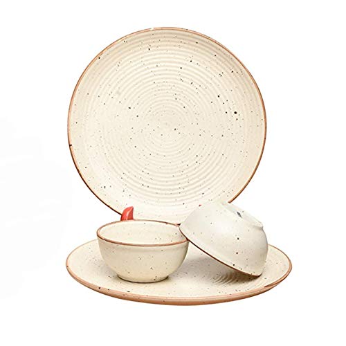 Incrizma Handmade & Handcrafted Couple Dinner Set Including 2xStoneware Dinner Plates(10 inch) with 2xVeg Bowl – Bachelor Dinner Set