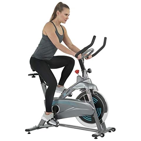 EFITMENT Indoor Cycling Bike, Magnetic Resistance Belt Drive Exercise Stationary Cycle w/ Digital Monitor, Pulse Grips, Ipad/Tablet Holder, Chromed Flywheel Cover