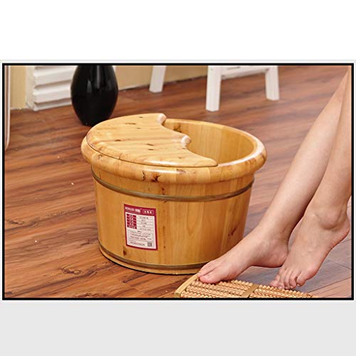 Balde de madera para baño de pies de cedro con tapa miniatura 4