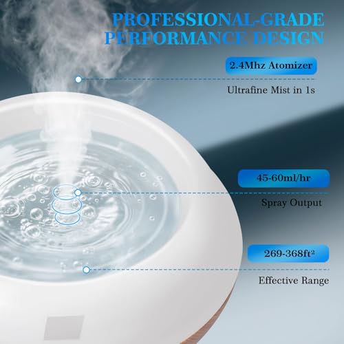 Essential Oil Diffuser for Home 500ML, Ultrasonic Large Diffuser Oil Machine with Remote Control, Aromatherapy Diffusers for Home Office Room, Aroma Diffuser with 14 Color LED & 2 Mist Mode, Brown - Image 4
