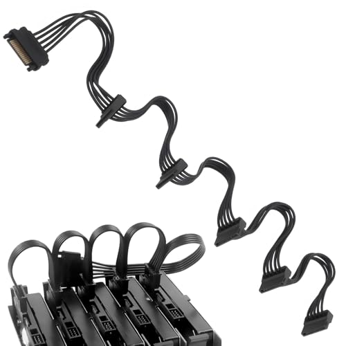 Jecdfs 1pcs Cavo di prolunga SATA Power Splitter,cavo alimentazione sata,cavo multi sata,1 Maschio a 5 Femmine - Espandi le Connessioni del Tuo Alimentatore con Questo Adattatore Durevole e Facile da