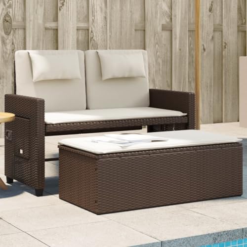 Homgoday Banc de Jardin 2 en 1 Convertible en Canapé-Lit, Résine Tressée Marron, 110 kg par Siège