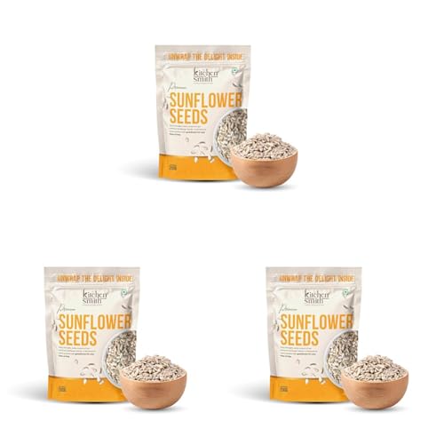 Image of KitchenSmith Premium Sunflower Seeds - 200gm | Packed With Protein | Fiber & Nutrients For Energy | Heart Health & Skin Glow | Rich In Dietary Fibre & Protein | Source of Iron (Pack of 3)