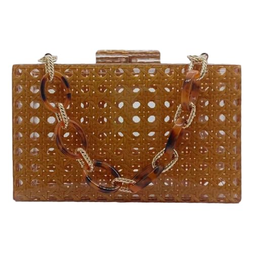 Image of Acrylic Clutch Purse for Women Colorful Evening Handbag Geometric Marbling Box Bag with Detachable Chain