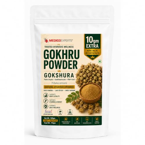 Image of Gokhru Powder 100gm + 10gm Extra for Men's Daily Vitality | Gokshura Powder | Tribulus Terrestris | Lab-Tested for Purity | Non-GMO, FSSAI Licensed