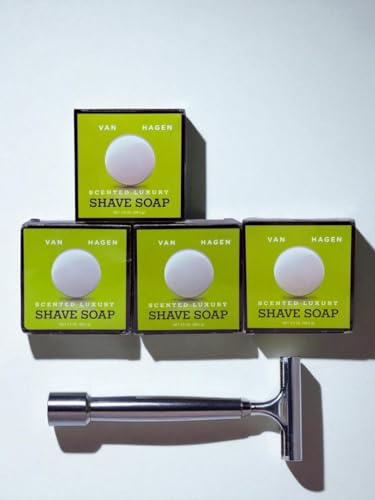 Image of Men's Luxury Scented Shave Soap 3.5 oz - PACK 4 - Classic Wet Shaving Soap for Safety Razors - Rich, Lubricating Lather with Premium Scent - For use in shave and bath