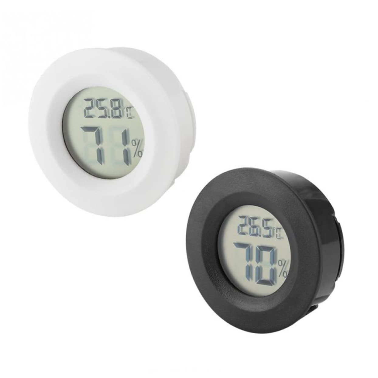 Sosoport 12pezzi Igrometro Digitale Rotondo per Rettili Termometro Elettronico Acrilico Misuratore di umidità e Temperatura per Casa e Negozio di Animali Nero