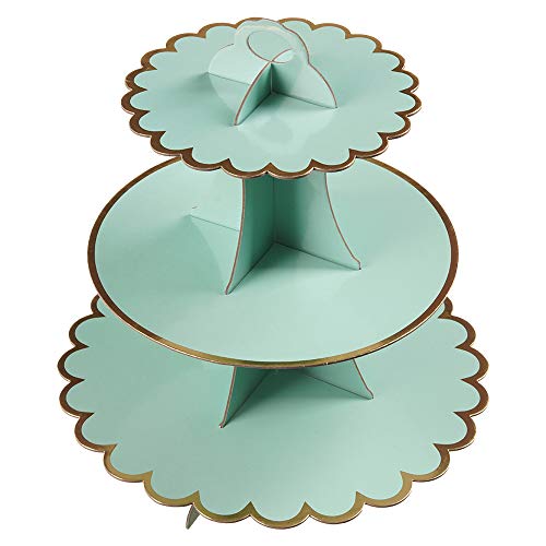 Yldw 3-Tier Cupcake Stand, Lace Trim Cake Stand Holder, Tiered Diy Cupcake Stand Tower For Dessert Table Displays, Birthday Theme Party Favors Decoration, Floral Tea Party, 12"W X 12.8"H, Mint Green #TOP1