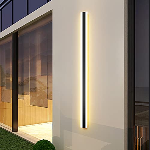 HMAKGG Lámpara de Pared LED Exterior, Luz de Pared de Aluminio Moderna, IP65 Lámpara de Aplique Impermeable para Sala de Estar, Dormitorio, Entrada, Garaje, Restaurante, Blanco Cálido 3000K,30w/100cm Cover