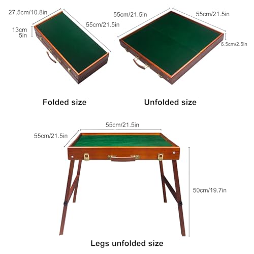 Mesa Plegable de Mahjong con 144 piezas, Verde miniatura 2