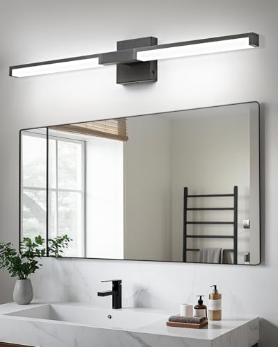 Image of OKELI Modern Bathroom Light Fixtures Over Mirror, 32 Inch Matte Black Vanity Light Bar for Bathroom, 16W 5CCT Diammable Wall Light