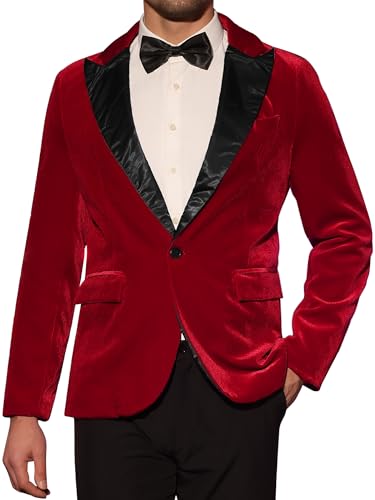 Lars Amadeus Men's Velvet Blazer One Button Party Prom Tuxedo Dinner Suit Jacket Sports Coat