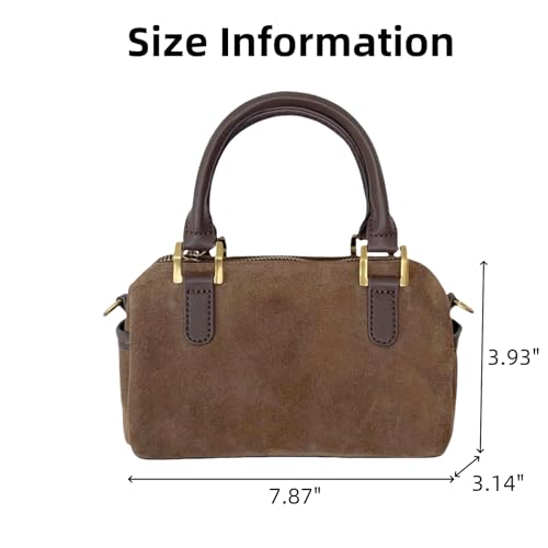 Suede Bag for Women Retro Shoulder Satchel Bag Hobo Handbag Leather Purse with Zipper Closure3