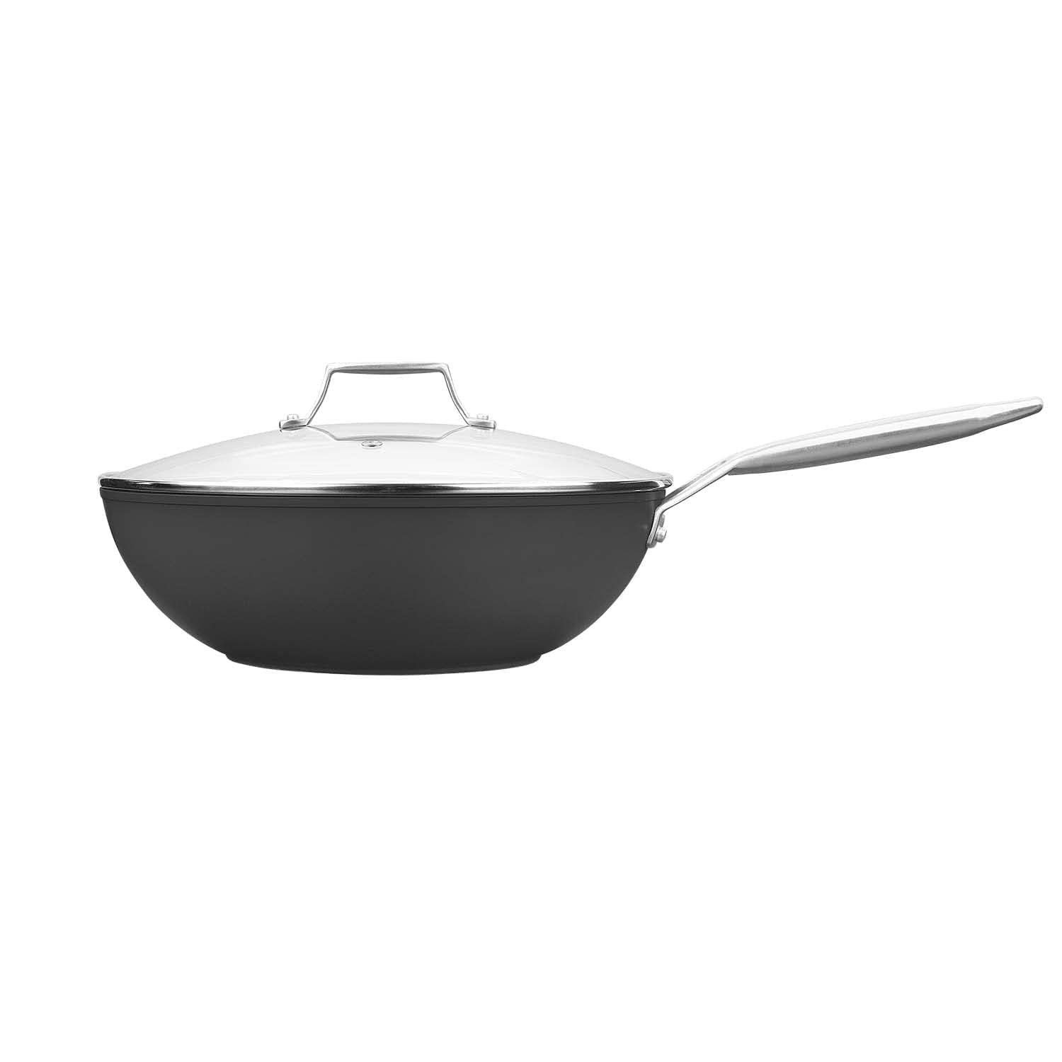 MSMK 12 inch Wok with lid, Heat Evenly, Burnt also Non stick, Induction, Scratch-resistant, Cleaned Easily Skillet…
