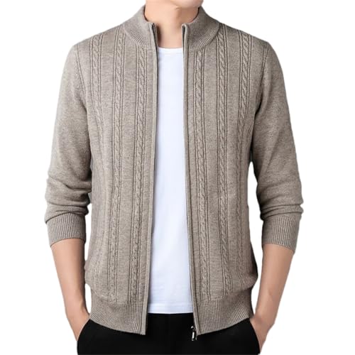 Men Wool Sweater Knit Sweater Stand Collar Zipper Cardigan Outwear