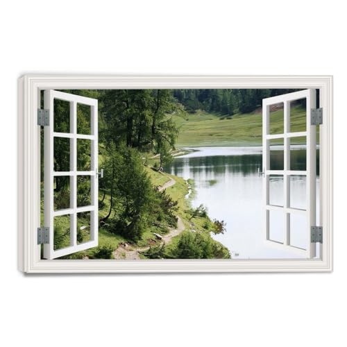 Tableau Toile Fenêtre Trompe-l'Œil pour Agrandir une Pièce 40x60cm