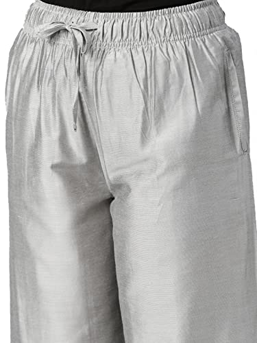 Image of GO COLORS Women Blue Stripe Cotton Wide Pants