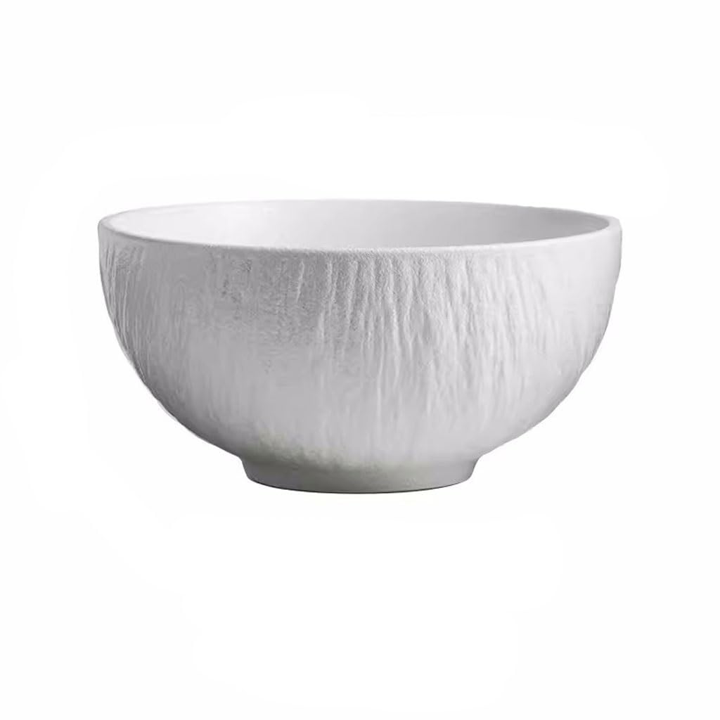 WOTZOV Salad Bowl Ramen Bowl Japanese Soup Bowl Large Household Salad Bowl Noodle Bowl Personalized Rock Bowl Large Soup Bowl Tableware Bowls For Kitchen Ice Cream Bowls，White 1500ml